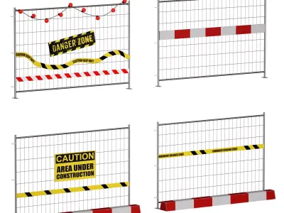 Construction fencing fence 3D model