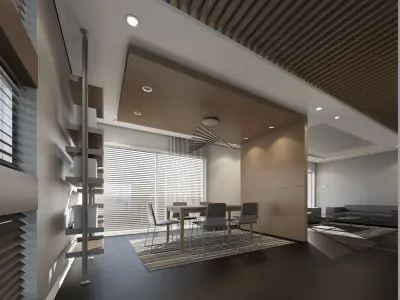 Contemporary Interior Design rendered with Revit 3D model