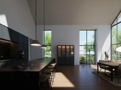 Scandinavian Modern House - Minimalist Architectural Unfurnished 3D model