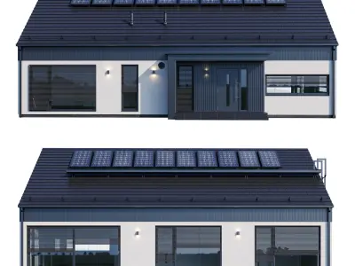 Modern cottage with floor plan 3D model