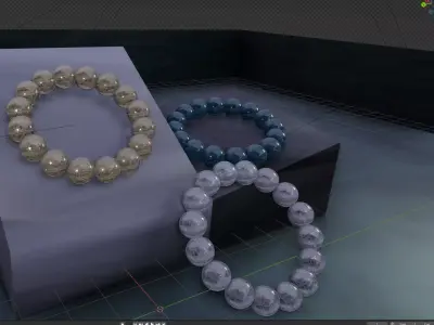 Nature Inspired Cracked Ice Glass Bracelet Set  3D Jewelry Model 3D model