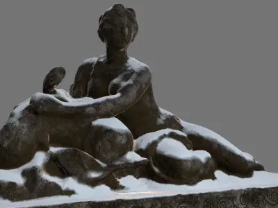 woman statue 3 Low-poly 3D model