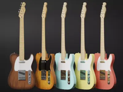 Fender Telecaster Guitar Low-poly 3D model