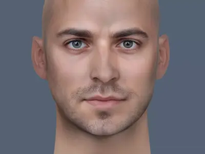 Male head Realistic Perfect Head  Low-poly 3D model
