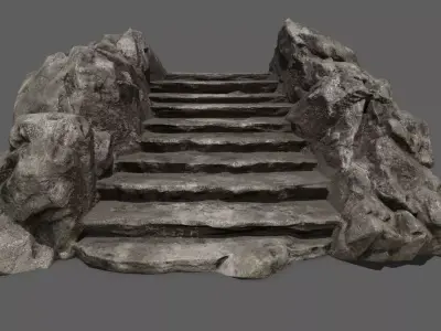 Stairs rock Low-poly 3D model shop