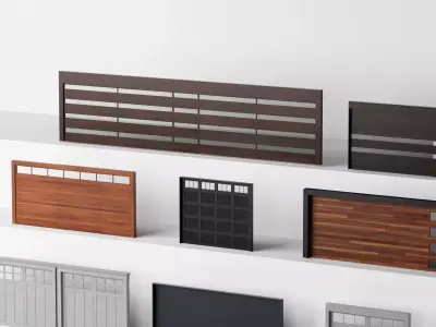 Modern Garage Door Sliding Gate Pack PBR Game Ready Low-poly 3D model