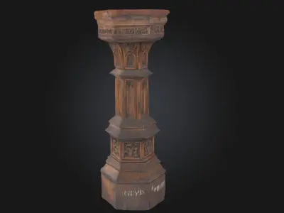 Gothic Wooden Pedestal  Ornate Relic of Dark Elegance 3D model