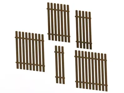 Modular Wooden Fence Collection  3D model