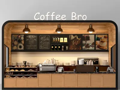 Coffee point for airports or street food 3D model