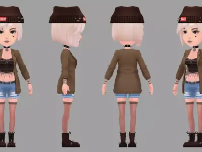 3D Bad Girl Low-poly 3D model