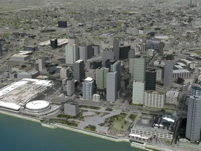 Detroit City Low-poly 3D model