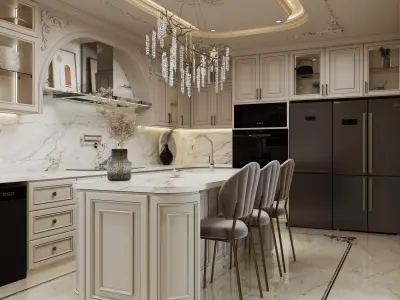 Luxury Classic Kitchen Interior 3ds Max Corona Render Ready 3D model