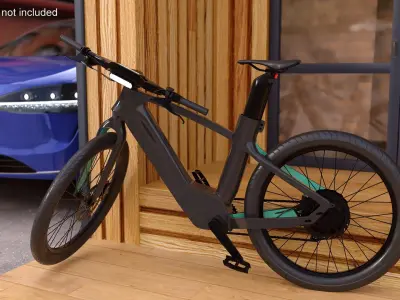  Urban Electric Bike with Integrated Battery Black Rigged for Cinema 4D 