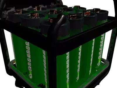 Industrial Battery Pack Storage Trolley Low-poly 3D model
