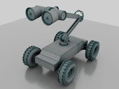 Robot toy on wheels Low-poly 3D model