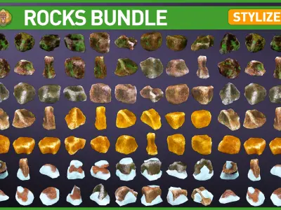 Stylized Rocks Bundle Low-poly 3D model