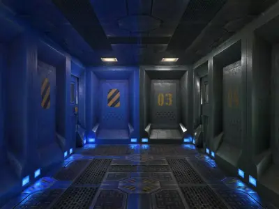 Low Poly Modular SciFi Room With PBR Materials Low-poly 3D model