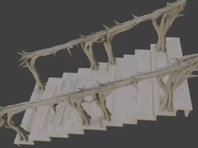 Dark Fantasy Spiked Organic Staircase Horror Thorn Balusters 3D model