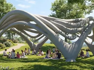 Parametric Interwoven Pavilion  Modern Park Shelter Low-poly 3D model