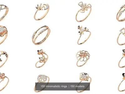 150 minimalistic light wt rings  3D Model Pack