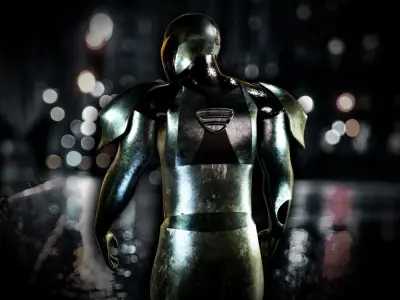 Beta Suit and Sci-Fi Gun Low-poly 3D model