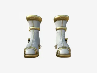 SciFi Boots A03 White Gold - Character Design Fashion Low-poly 3D model