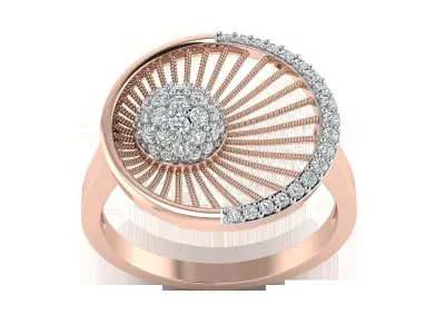 Light Weight Rose Gold Diamond Ring  -P S-66 C R 3D print model