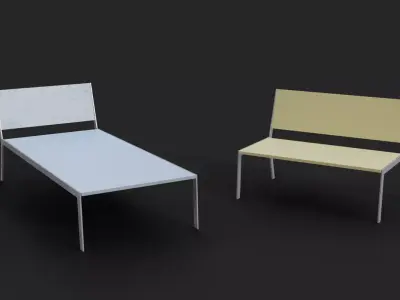 Collection of two Deckchair Low-Poly Low-poly 3D model