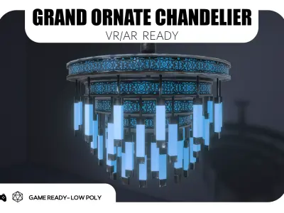 Grand Chandelier - Game Ready Low-poly 3D model
