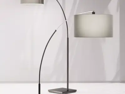 Crate and Barrel Dexter Arc Floor Lamp Grey Shade 3D model