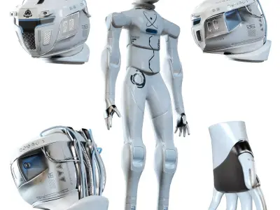 Futuristic Humanoid Robot Low-poly 3D model