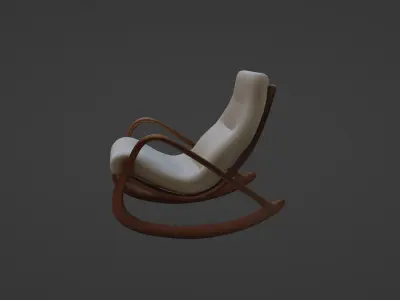 Modern Rocking Chair with Curved Wooden Frame   3D model