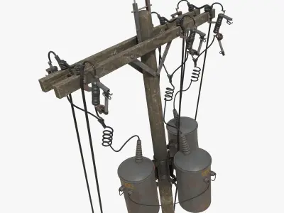 Broken Utility Pole Free low-poly 3D model
