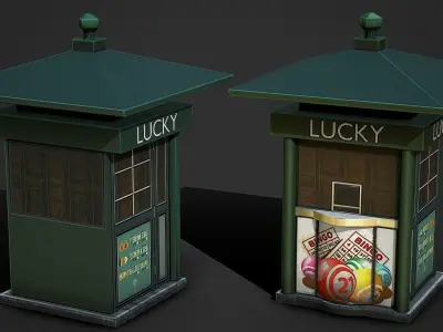 Street Kiosk Low Poly Mobile Ready Low-poly 3D model