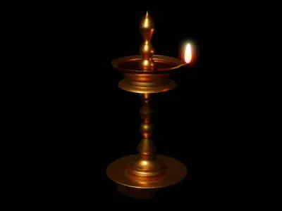 Indian Traditional Lamp 3D Single Flame animation for Blender UE 3D model