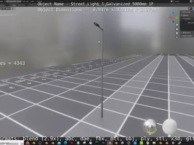 Street Light 1 Galvanized 5000mm 1F Low-poly 3D model