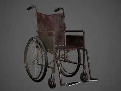 Old wheelchair Low-poly 3D model