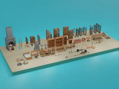 3D Low Poly Medieval Pack Low-poly 3D model