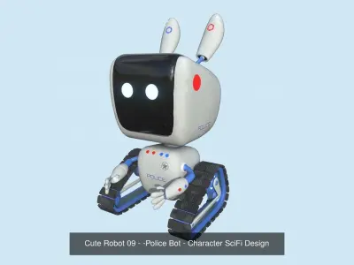 04 Cute Robot Collection - Supports - Character SciFi Design 3D Model Pack
