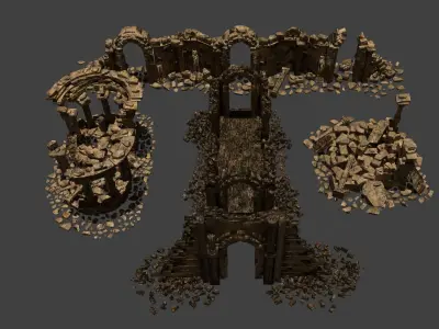 Architectural ruins Low-poly 3D model