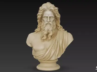 Greek God Zeus Bust Low-poly 3D model