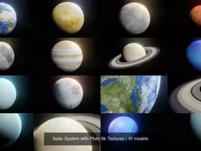 Solar System with Pluto 8k Textures 3D Model Pack