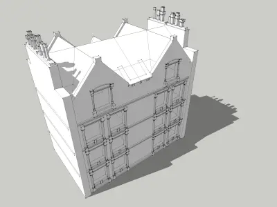 House-3 building with windows and balconies 3D model