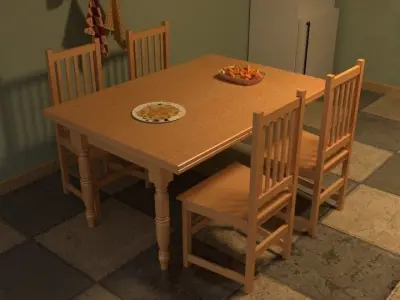 kitchen room Low-poly 3D model