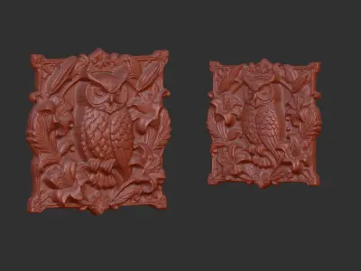 Owl Bas-Relief 3D Model for CNC Carving and 3D Printing 3D print model