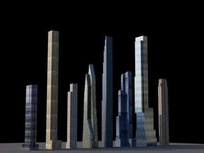 Billionaires Row Pack - All Billionaires Row Skyscrapers Low-poly 3D model