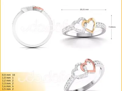 DIAMONDS RING -WITH HEART DOC-R8148 3D print model