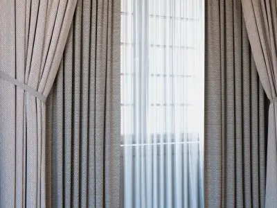 Curtains with tulle set 04  3D model