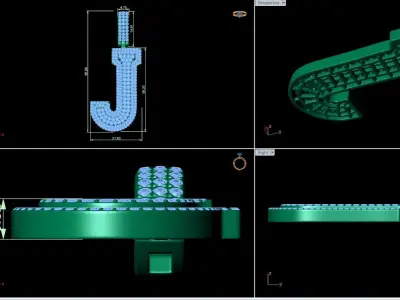 Alphabet Latter J Diamond Pendent 3D print model