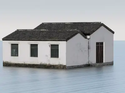 Traditional Chinese residential building  Low-poly 3D model